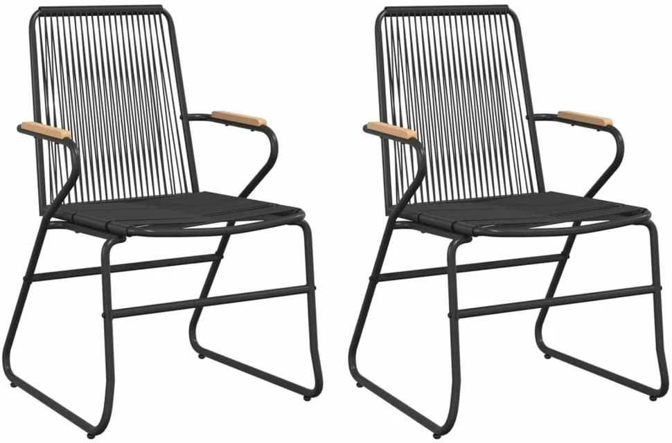 Lauko baldų komplektas Sodo valgomojo komplektas, 3 dalių, juodas, PVC ratanas