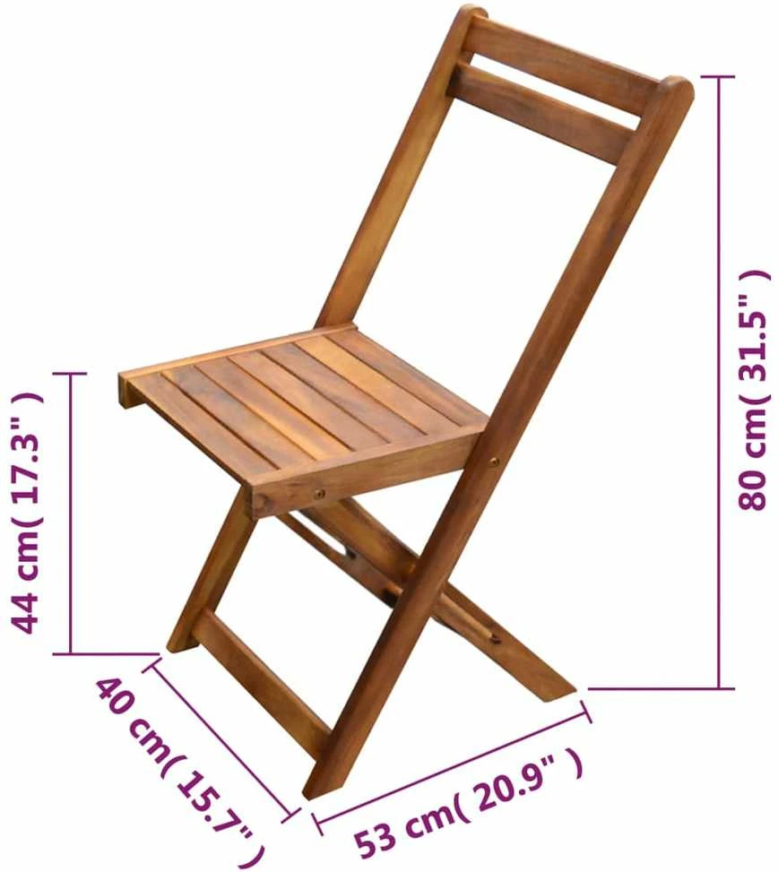 Lauko baldų komplektas Sulankst. bistro baldų komplektas, 3d., akac. masyv.