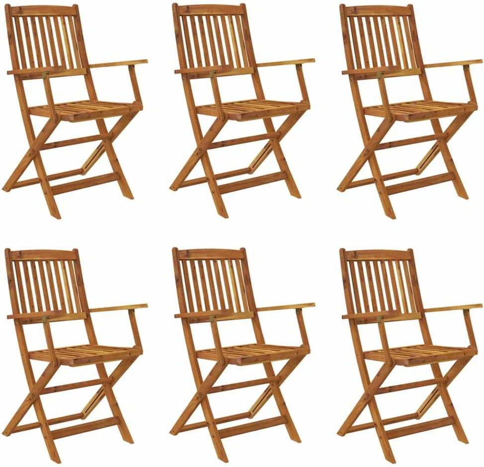Lauko baldų komplektas Sulankstomas valgomojo komplektas, 7 dalių, akacijos masyvas