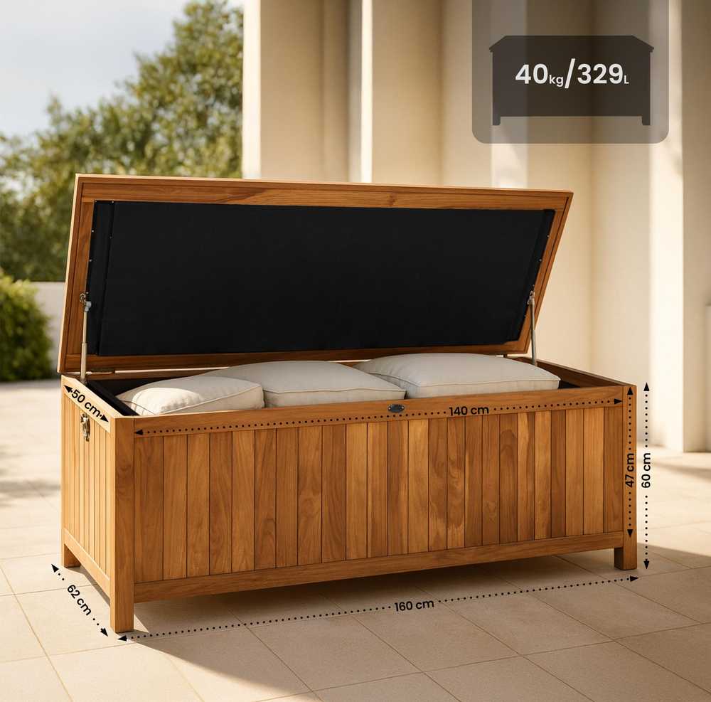 Lauko baldų komplektas Mville Tiko medžio dėžė Novena 160x62x60