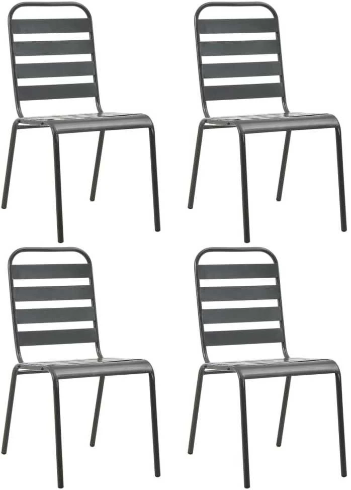 Lauko kėdės, 4vnt., pilkos, plienas, lentjuosčių dizaino