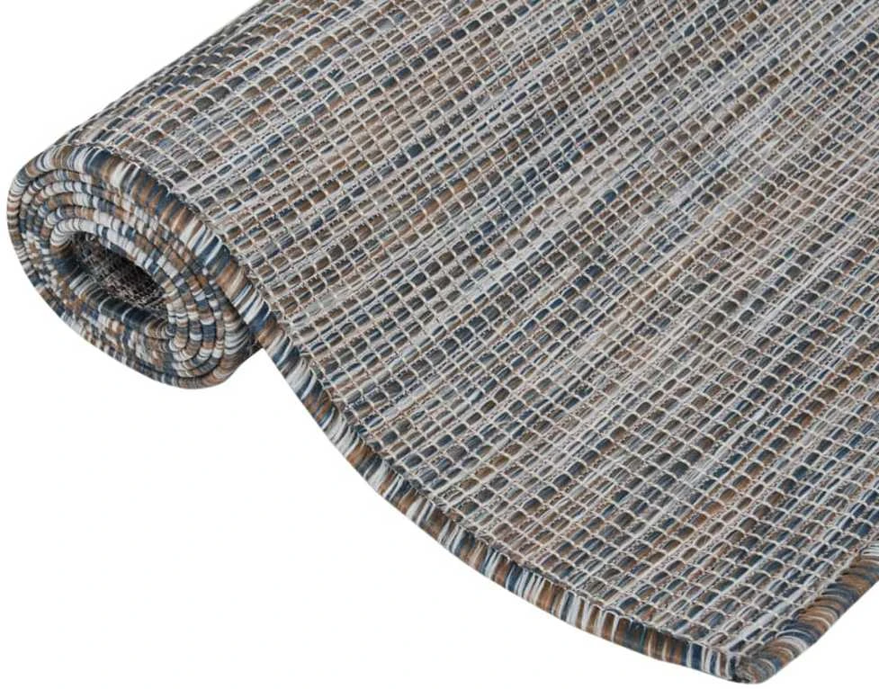 Lauko kilimėlis, rudas ir mėlyna, 80x250cm, plokščio pynimo