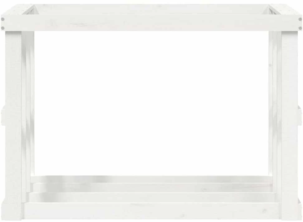 Lauko malkų laikiklis, baltas, 108x52x74cm, pušies masyvas