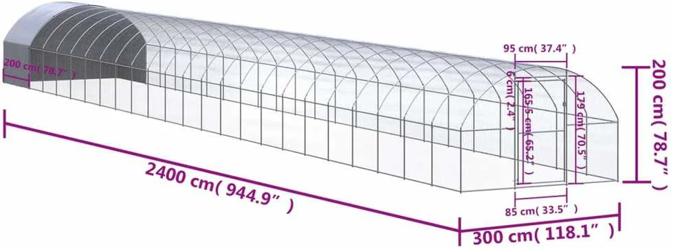 Lauko narvas viščiukams, 3x24x2m, galvanizuotas plienas