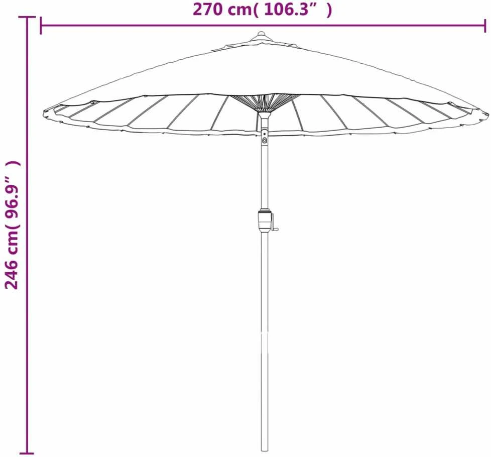 Lauko skėtis nuo saulės su aliuminio stulpu, juodas, 270cm