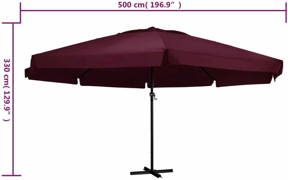 Sodo skėtis nuo saulės su aliuminio stulpu, raudonas, 600cm