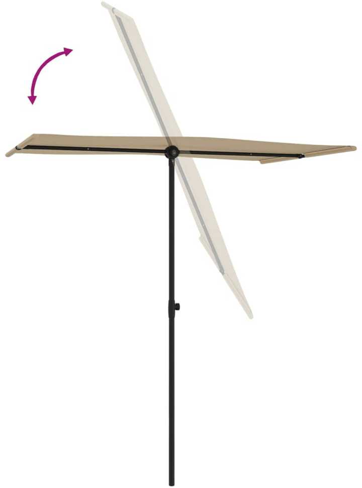 Sodo skėtis nuo saulės su aliuminio stulpu, taupe, 180x110cm