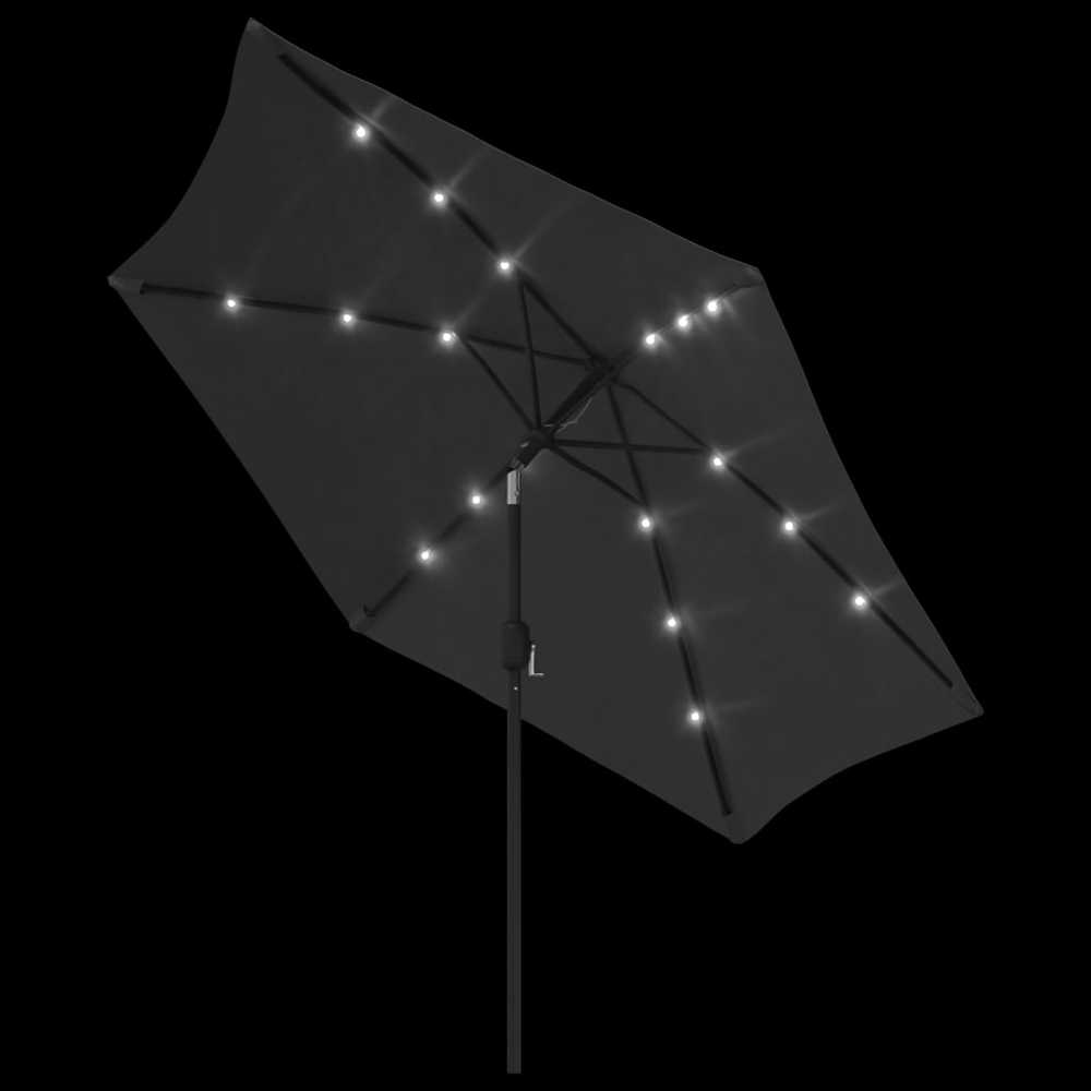 Lauko skėtis su LED ir plieniniu stulpu, antracito, 300cm