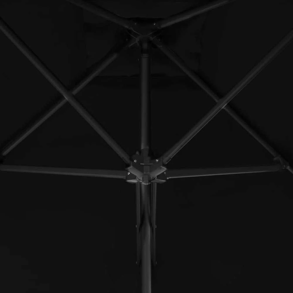 Sodo skėtis su plieniniu stulpu, juodos spalvos, 250x250x230cm