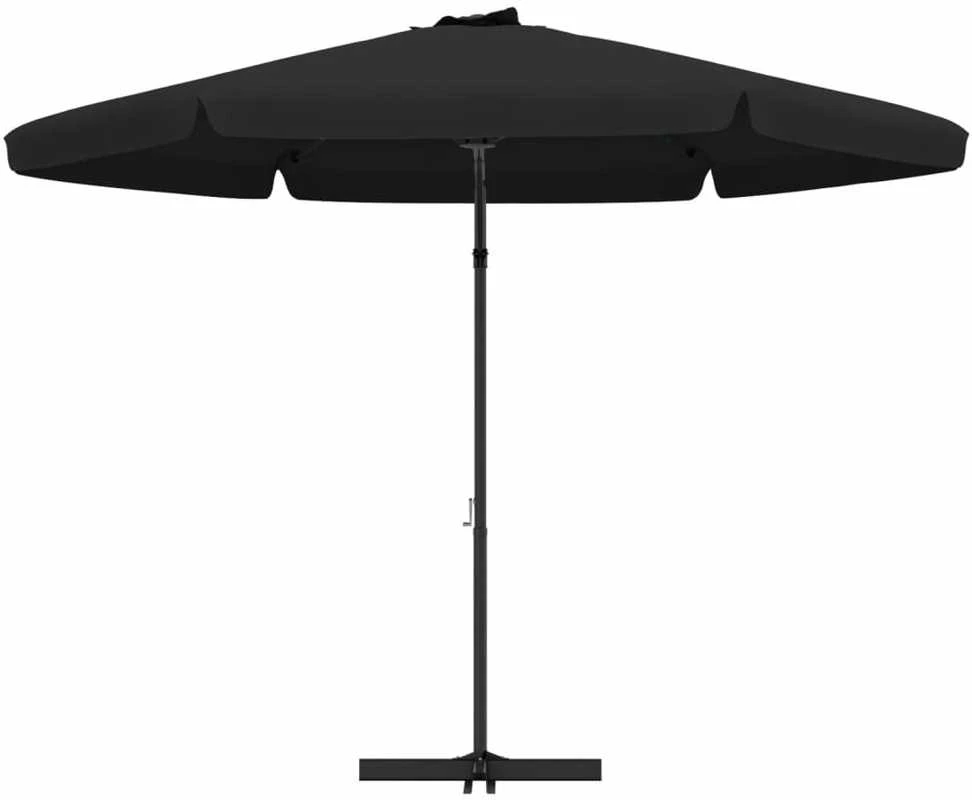 Sodo skėtis nuo saulės su plieniniu stulpu, juodas, 300cm