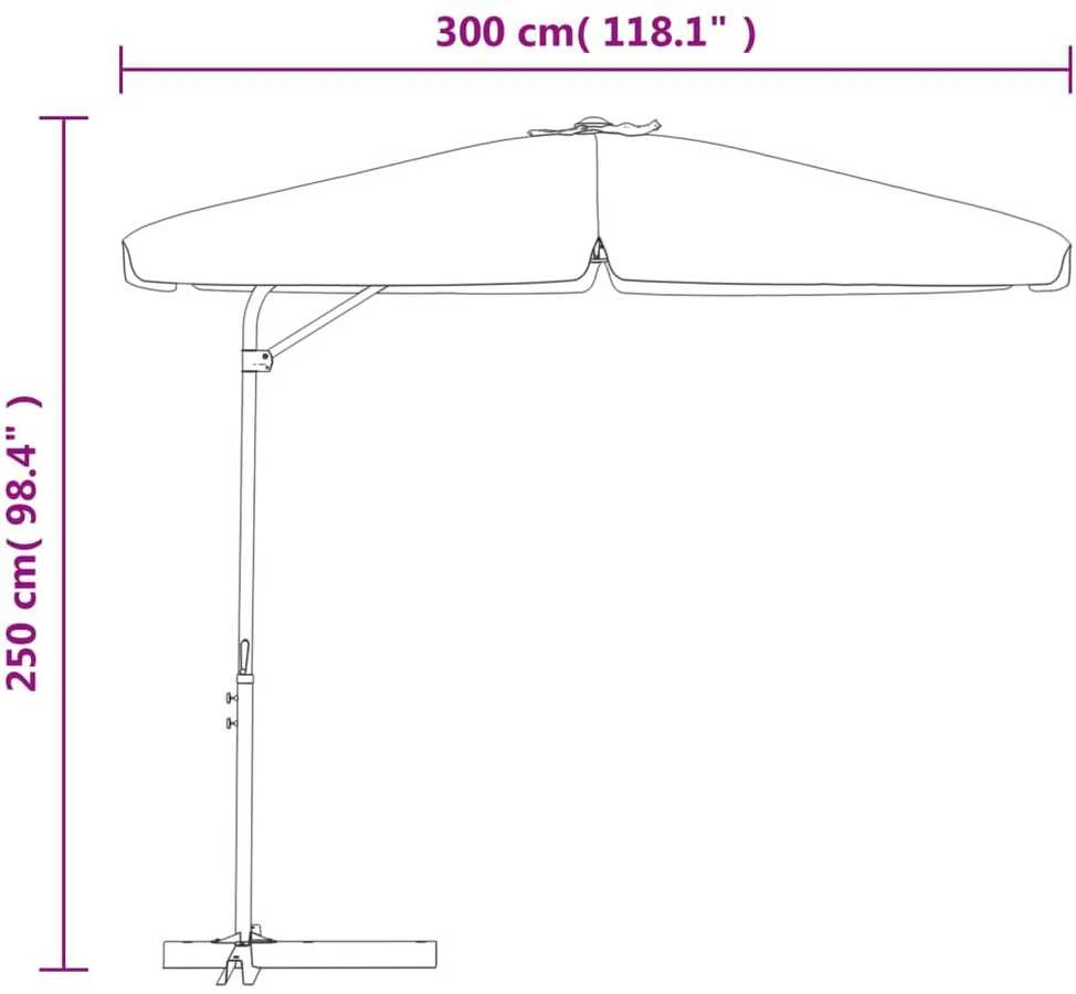 Sodo skėtis nuo saulės su plieniniu stulpu, raudonas, 300cm