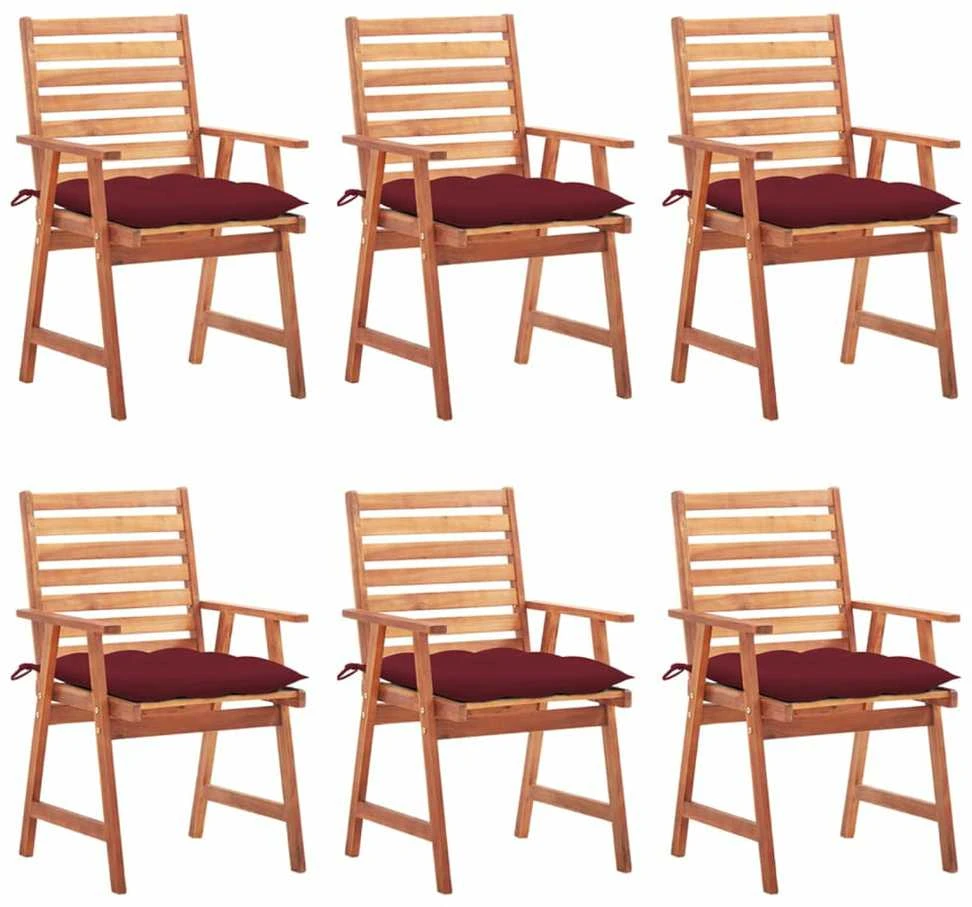 Lauko valgomojo kėdės su pagalvėlėmis, 6vnt., akacija