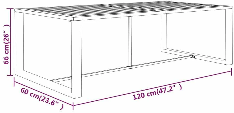 Lauko valgomojo stalas, antracito, 120x60x66cm, aliuminis