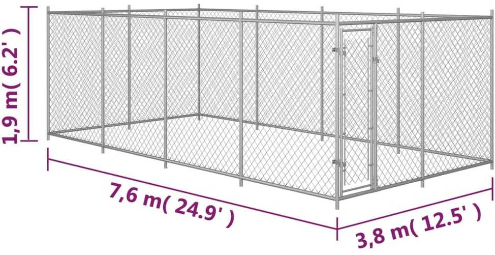 Lauko voljeras šunims, 7,6x3,8x1,9m
