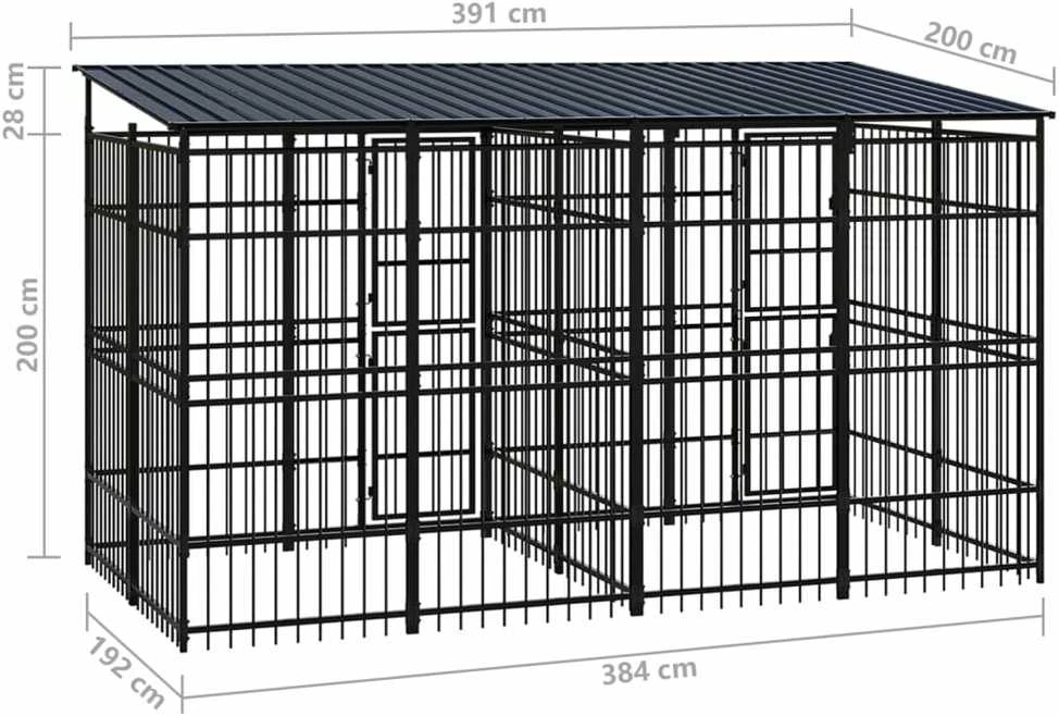 Lauko voljeras šunims su stogu, plienas, 7,37m²