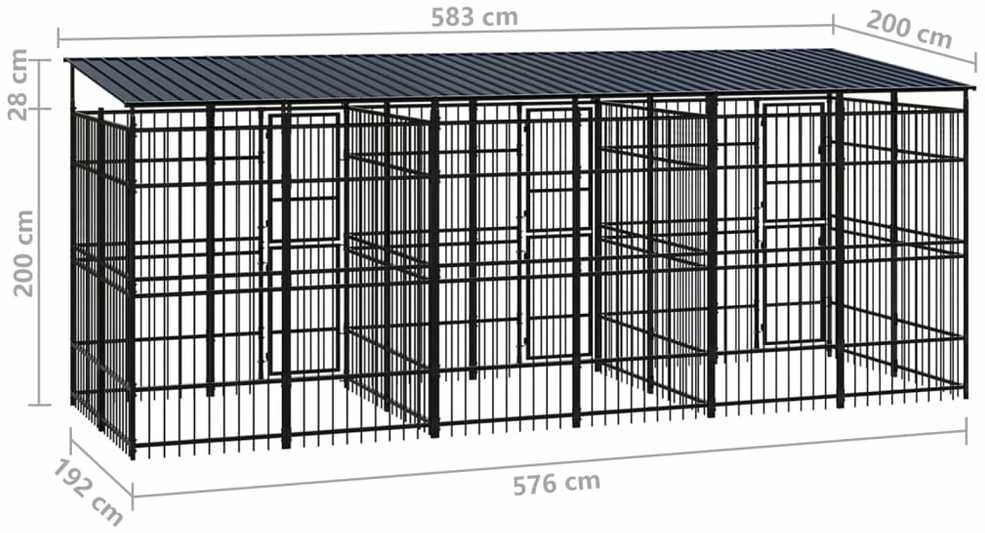 Lauko voljeras šunims su stogu, plienas, 11,06m²
