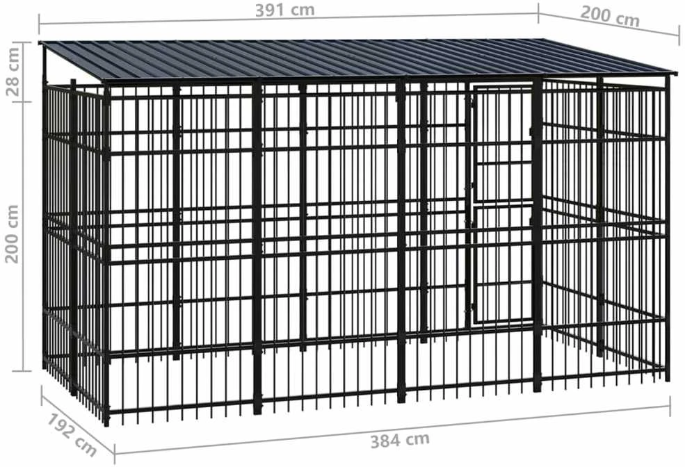 Lauko voljeras šunims su stogu, plienas, 7,37m²