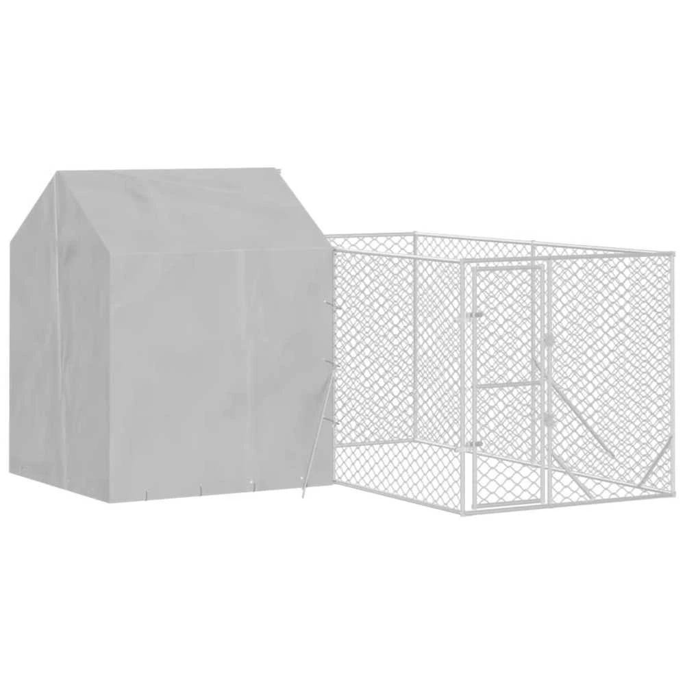 Lauko voljeras šunims su stogu, sidabrinis, 4x4x2,5m, plienas