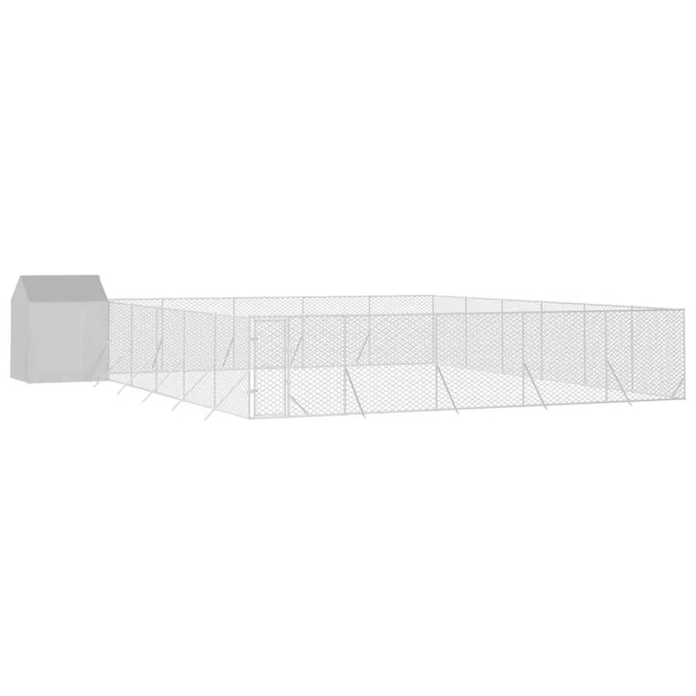 Lauko voljeras šunims su stogu, sidabrinis, 12x12x2,5m, plienas