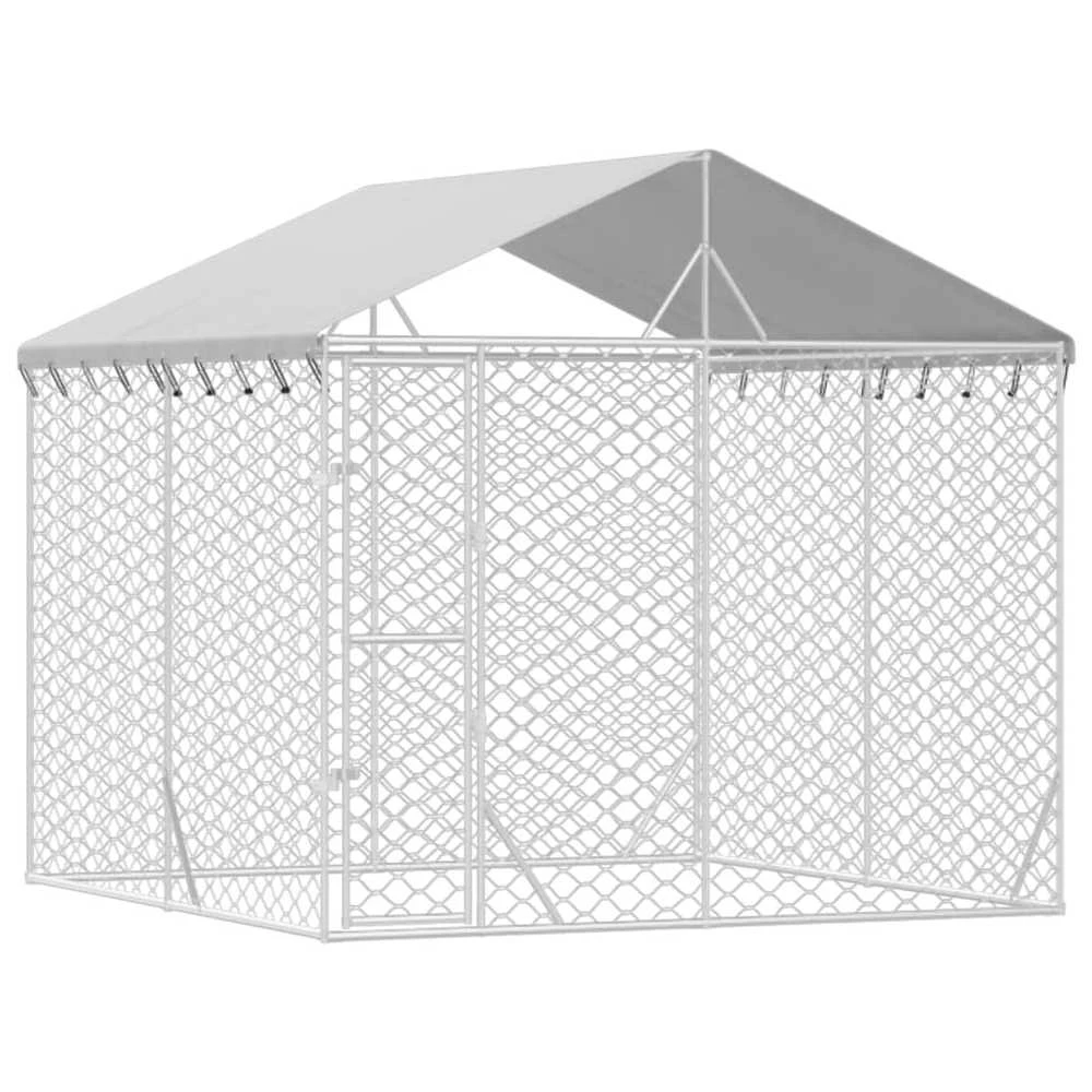 Lauko voljeras šunims su stogu, sidabrinis, 3x3x2,5m, plienas