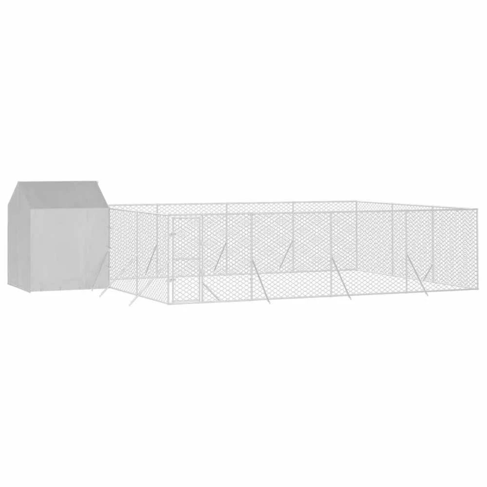 Lauko voljeras šunims su stogu, sidabrinis, 10x6x2,5m, plienas