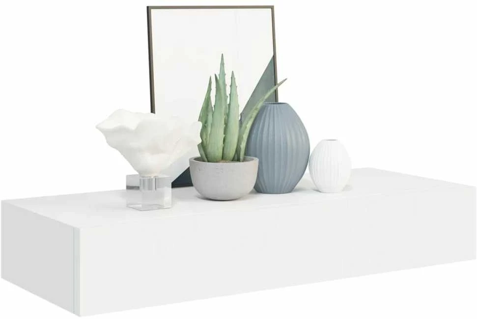 Lentynos su stalčiais, 2vnt., baltos, 60x23,5x10cm, MDF
