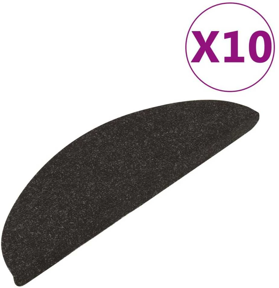 Lipnūs laiptų kilimėliai, 10vnt., juodi, 65x22,5x3,5cm