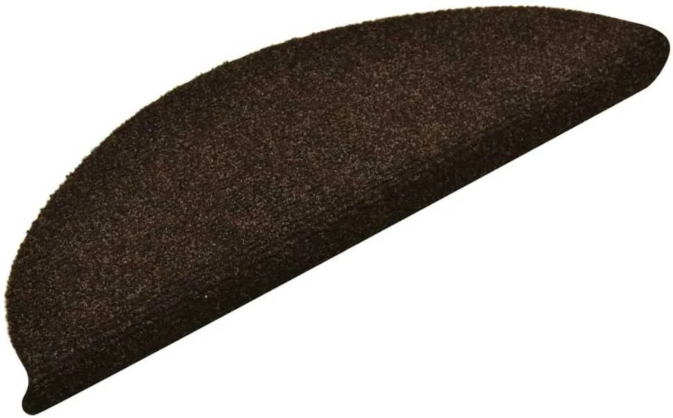 Lipnūs laiptų kilimėliai, 15vnt., tamsiai rudi, 56x17x3cm