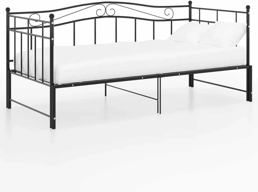 Ištraukiamos sofos-lovos rėmas, juodas, 90x200cm, metalas