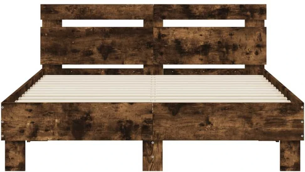 Lovos rėmas su galvūgaliu ir LED, dūminio ąžuolo, 120x190cm