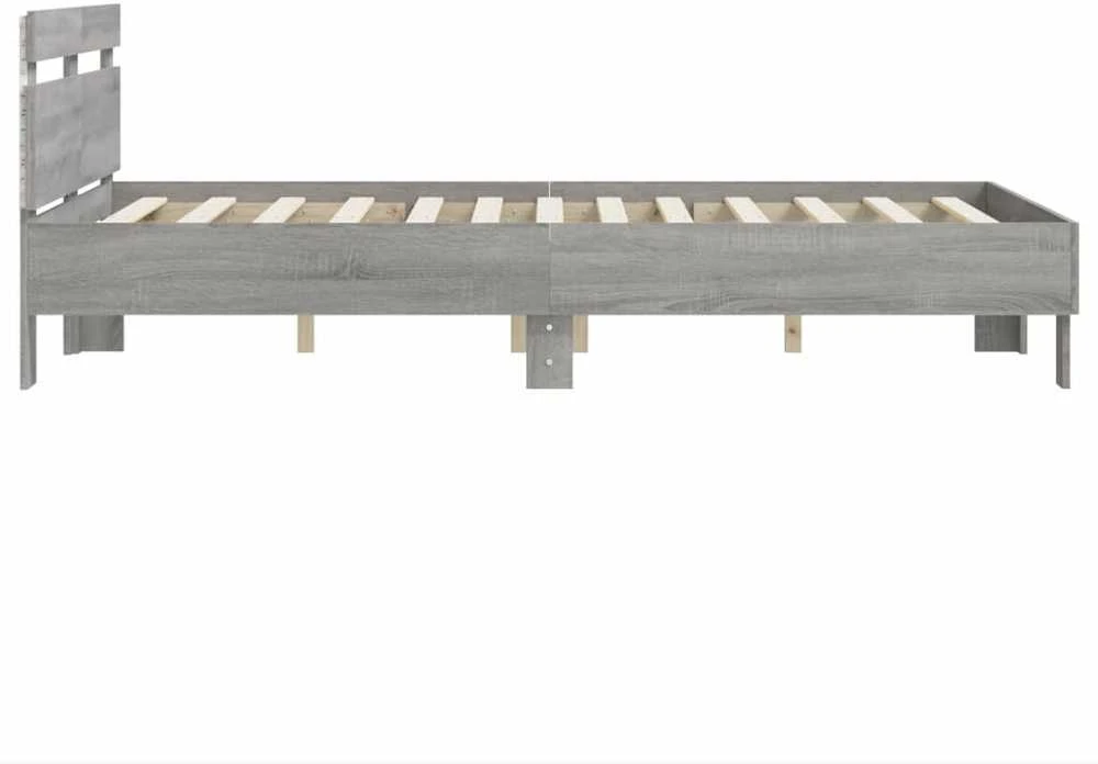 Lovos rėmas su galvūgaliu ir LED, pilkas ąžuolo, 120x190cm