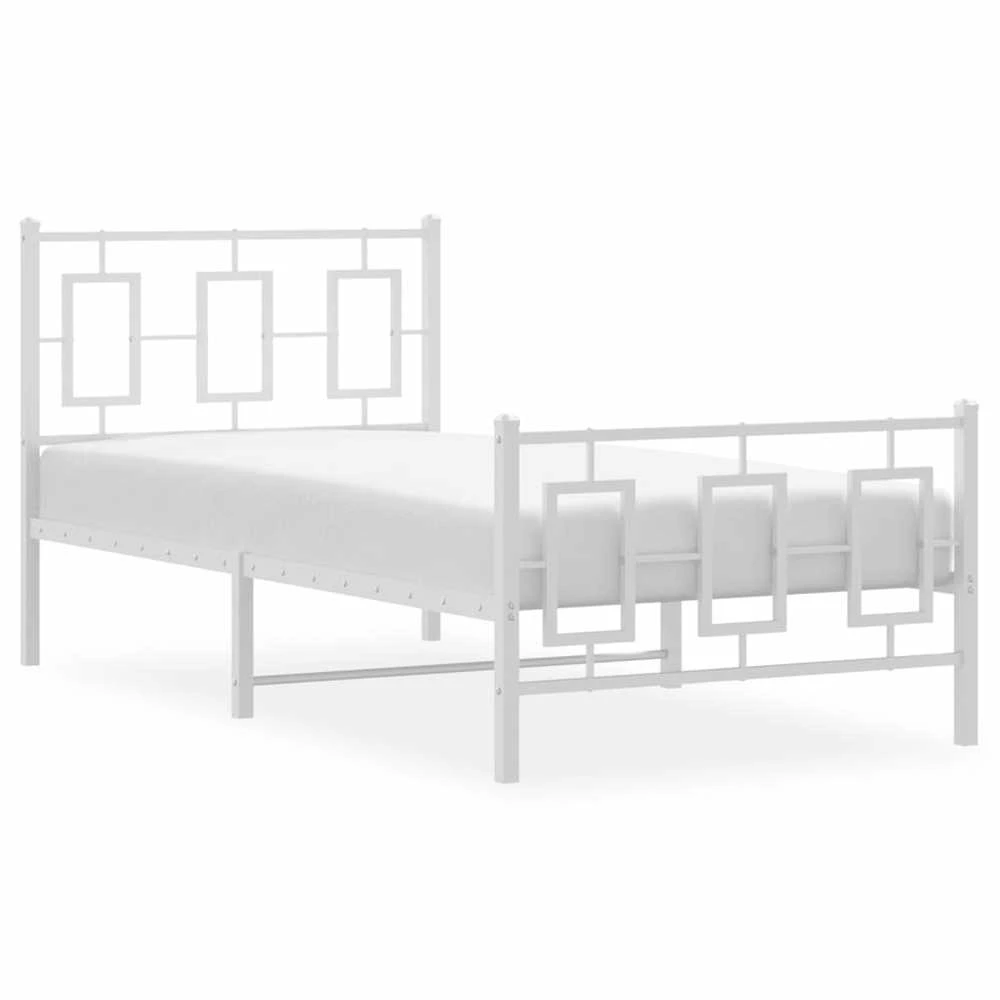 Lovos rėmas su galvūgaliu/kojūgaliu, baltas, 90x200cm, metalas