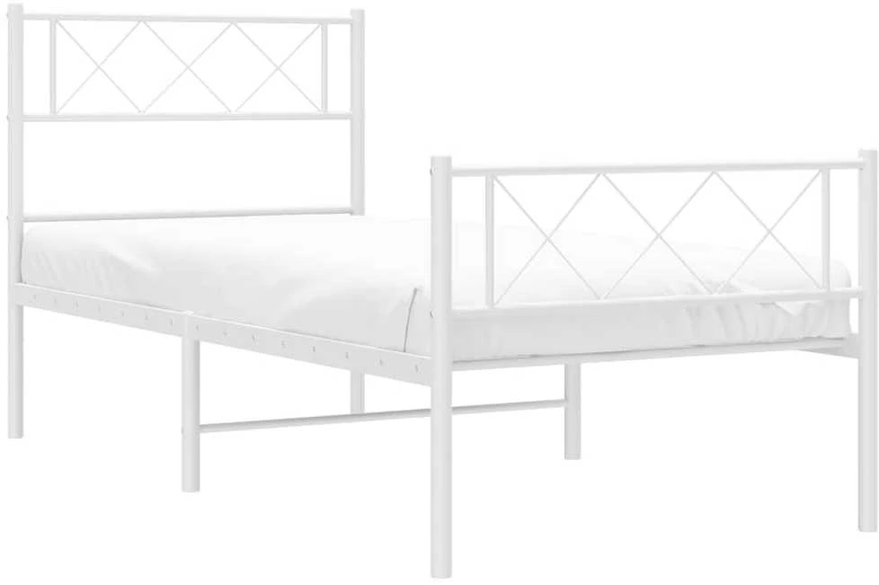 Lovos rėmas su galvūgaliu/kojūgaliu, baltas, 100x200cm, metalas