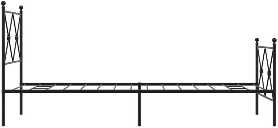 Lovos rėmas su galvūgaliu/kojūgaliu, juodas, 75x190cm, metalas