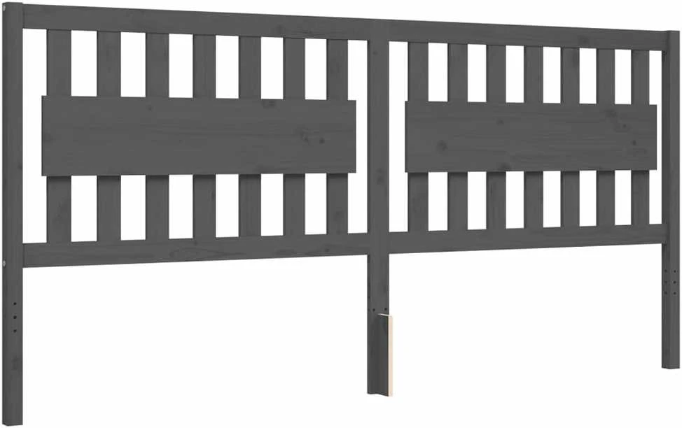 Lovos rėmas su galvūgaliu, pilkas, 200x200cm, medienos masyvas