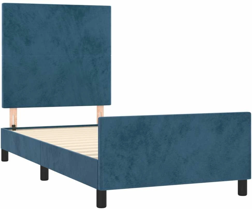 Lovos rėmas be čiužinio tamsiai mėlynas 90x190 cm aksomas