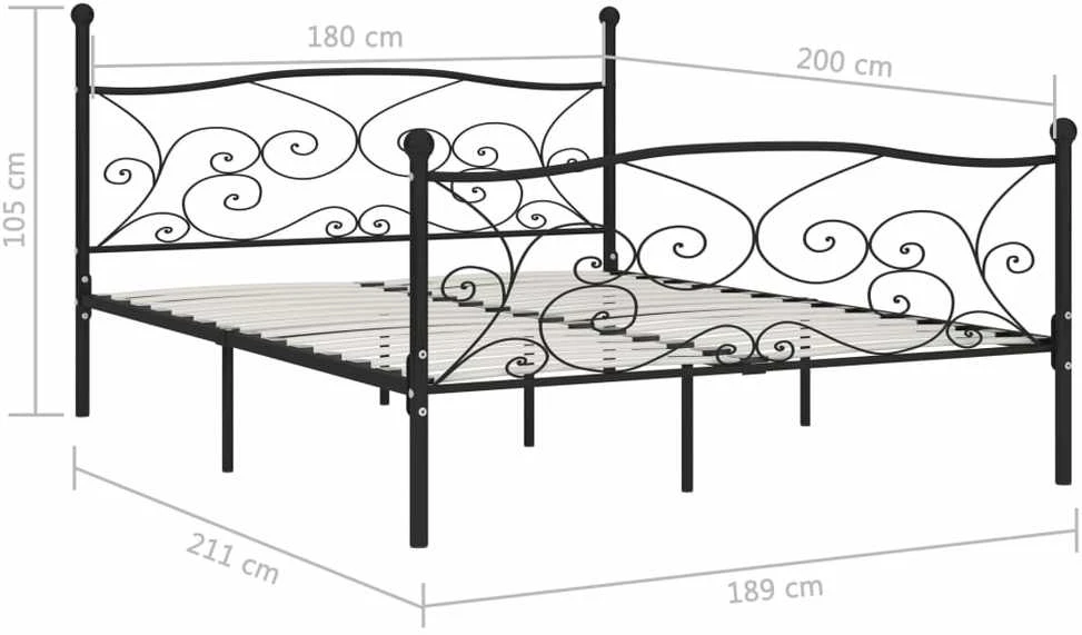 Lovos rėmas su grotelių pagrindu, juodas, 180x200cm, metalas