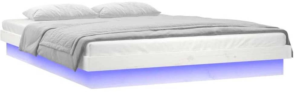 Lova Lovos rėmas su LED, baltas, 135x190cm, mediena, dvivietis