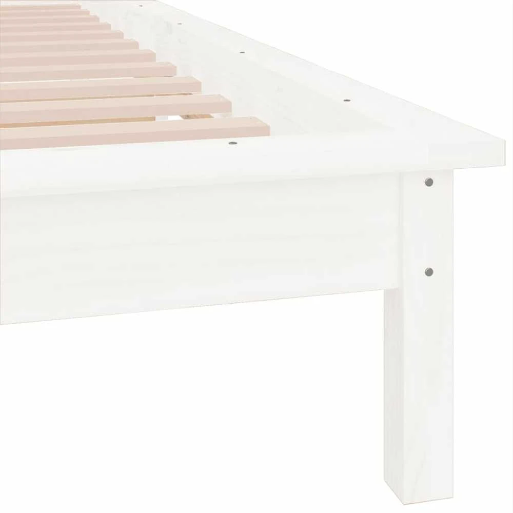 Lovos rėmas su LED, baltos spalvos, 100x200cm, medienos masyvas