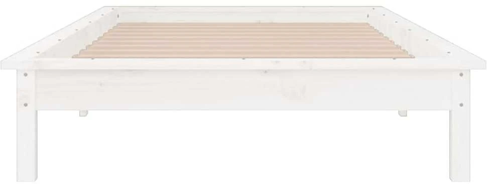 Lovos rėmas su LED, baltos spalvos, 100x200cm, medienos masyvas