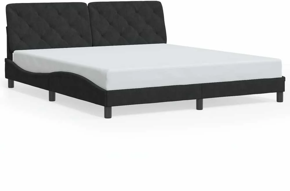 Lovos rėmas su LED, juodos spalvos, 180x200cm, aksomas