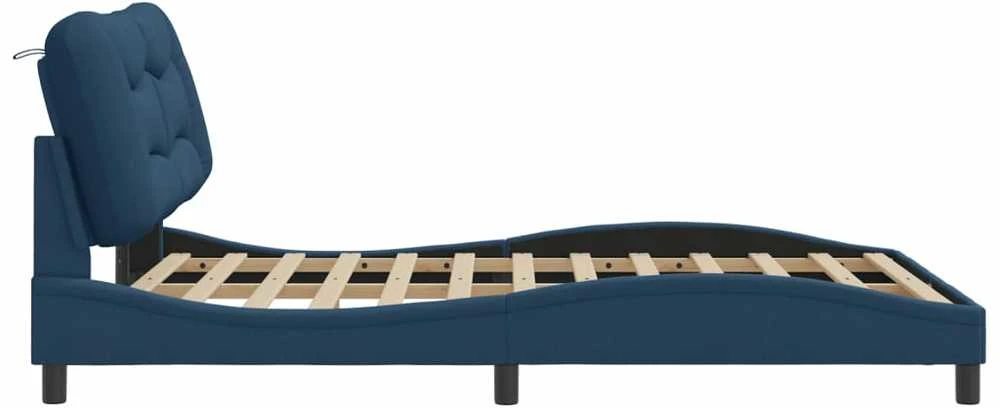 Lovos rėmas su LED, mėlynos spalvos, 140x190cm, audinys