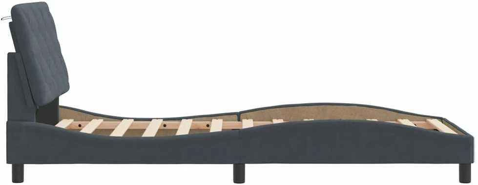 Lovos rėmas su LED, tamsiai pilkas, 80x200cm, aksomas