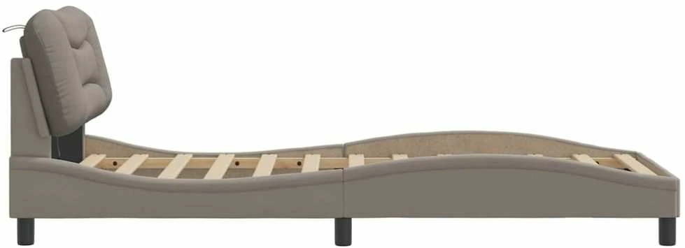 Lovos rėmas su LED, taupe spalvos, 90x190cm, audinys
