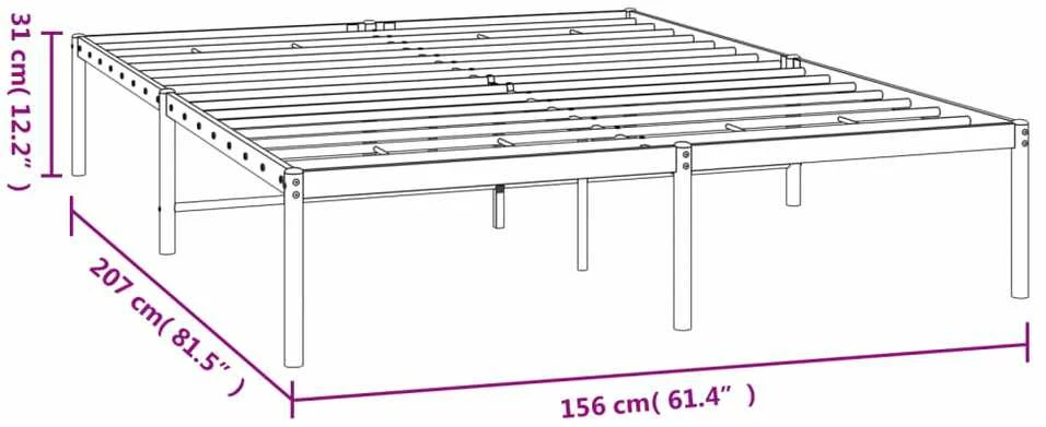 Metalinis lovos rėmas, juodos spalvos 150x200 cm