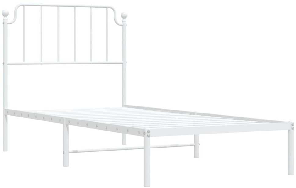 Metalinis lovos rėmas su galvūgaliu, baltos spalvos, 90x200cm