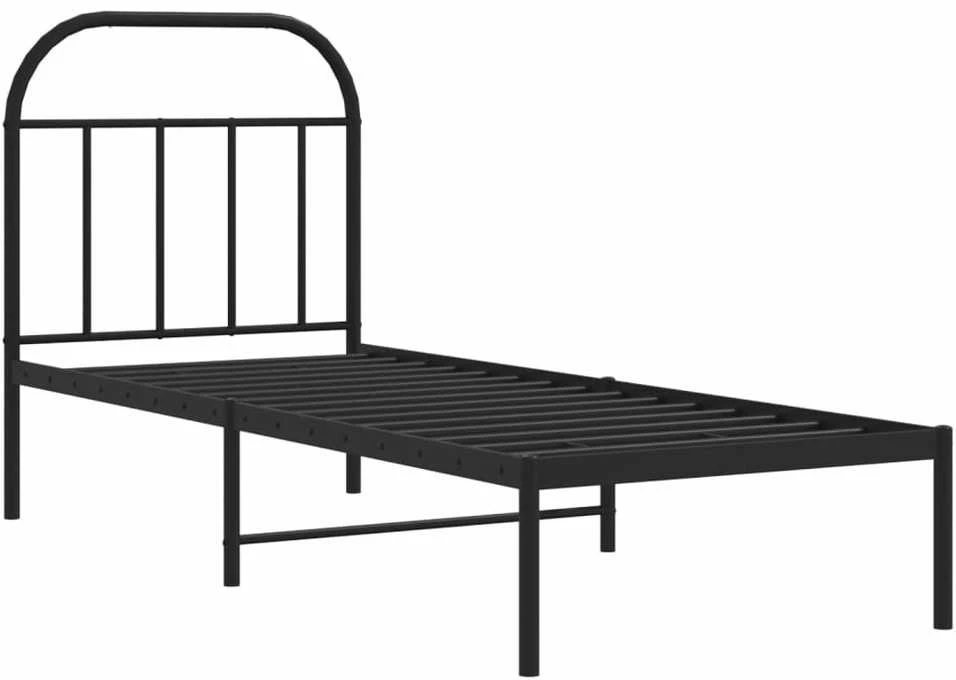 Metalinis lovos rėmas su galvūgaliu, juodos spalvos, 75x190cm
