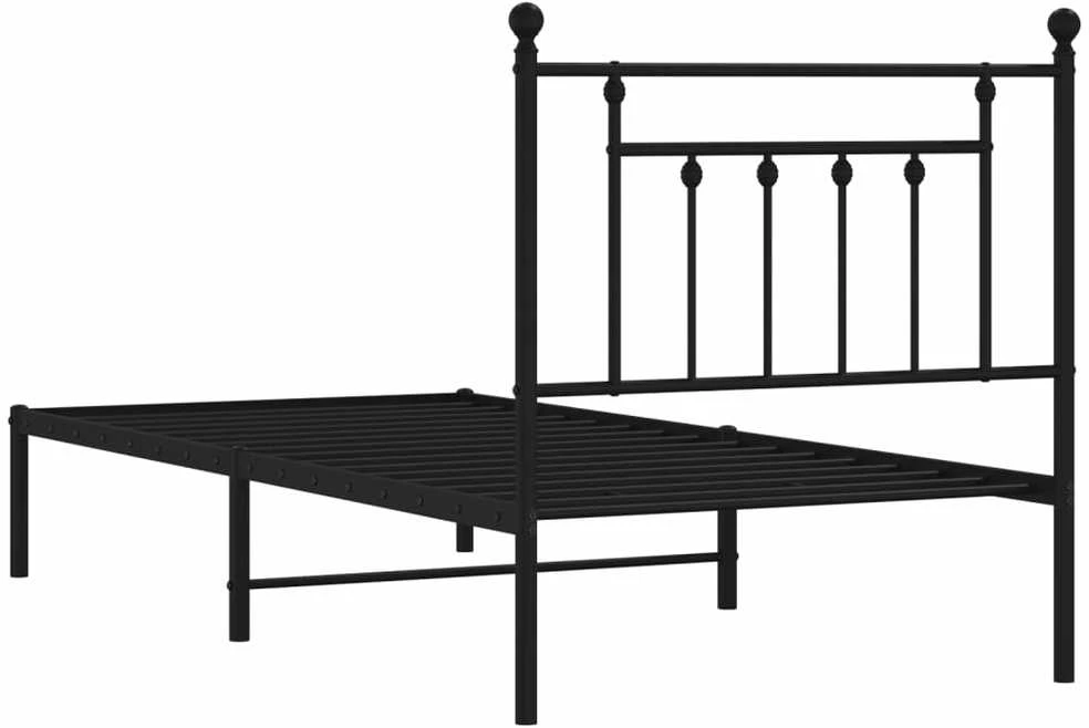 Metalinis lovos rėmas su galvūgaliu, juodos spalvos, 90x190cm
