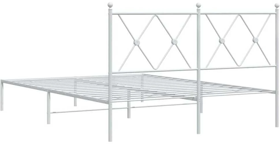 Lova Metalinis lovos rėmas su galvūgaliu, baltos spalvos, 135x190cm