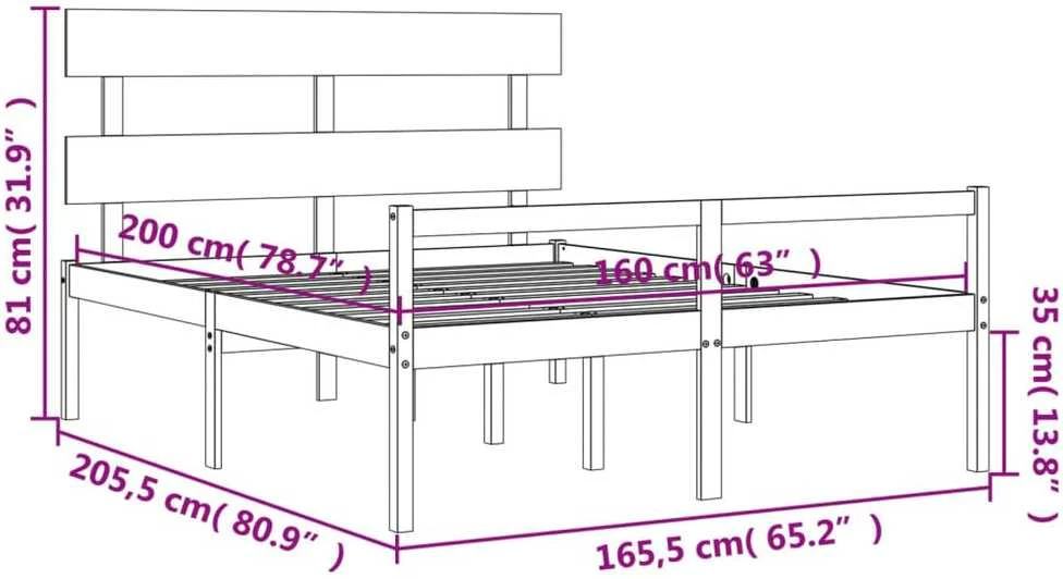 Lova senjorams su galvūgaliu, baltas, 160x200 cm, mediena